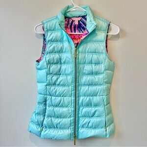 Lilly Pulitzer Elana Puffer Down Vest In Seasalt Blue Size Extra Small XS